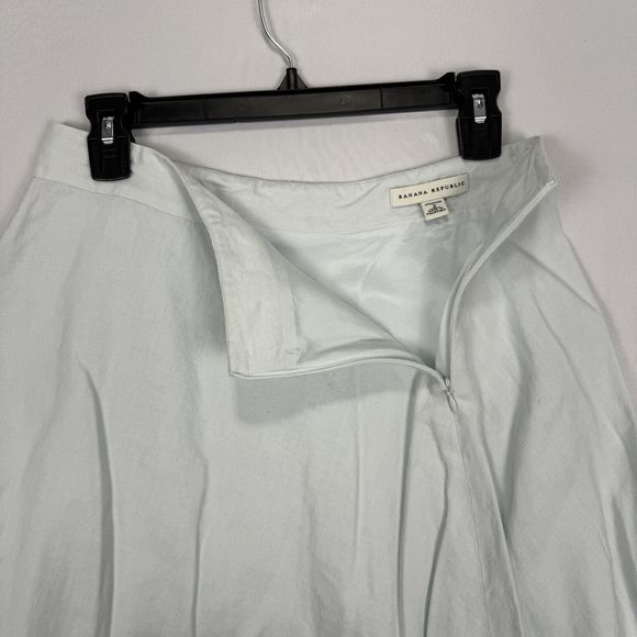 Banana Republic Linen Skirt Pale Blue Size 2 Stretch High Waist Midi A-Line - Picture 7 of 14